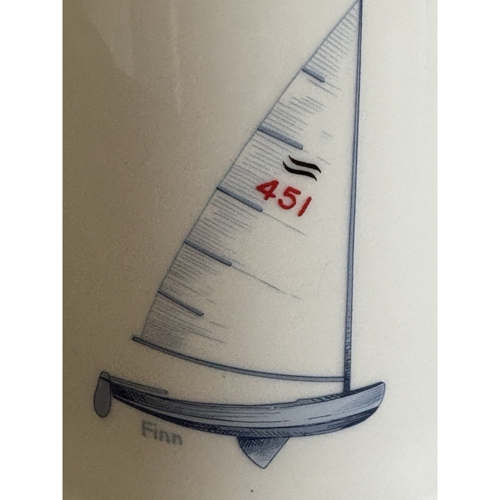 JKW Bavaria Sailboat Nautical Mug Cup 1950 Flying Dutchman /Finn West Germany 5" - Picture 15 of 16